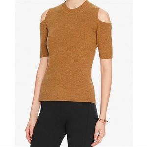 INTERMIX Cold-Shoulder Short Sleeve Sweater in Camel